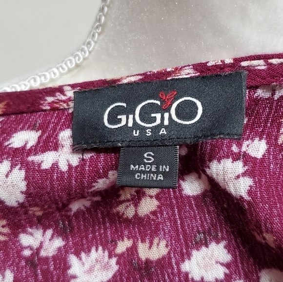 BOHO Anthropologie GiGiO USA Wine Floral Mixed Print Surplice V-neck Dress Small - Picture 13 of 14